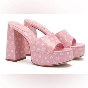 Larroude Floral Pink Platform Heels